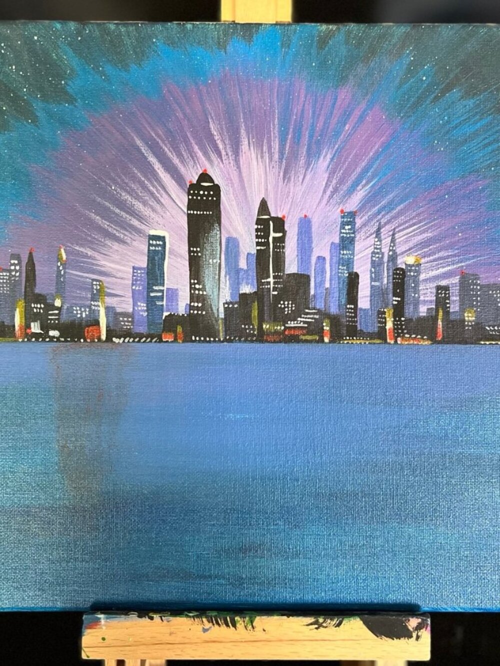 Night Cityscape Acrylic canvas Painting